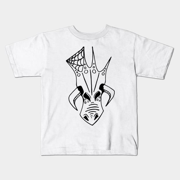 Dragon Head Line Art Kids T-Shirt by Not Meow Designs 